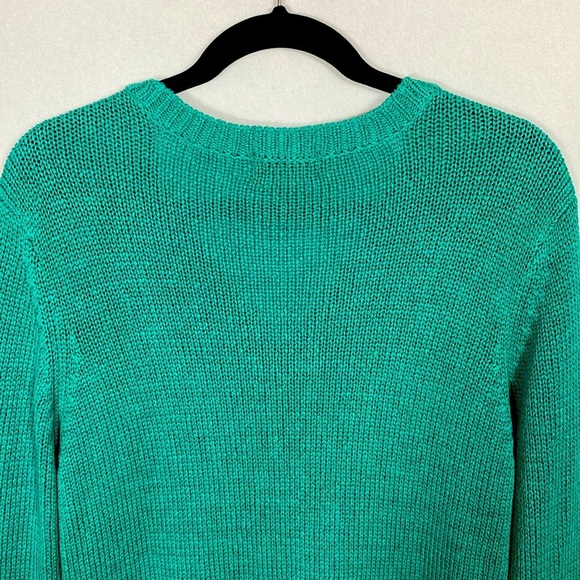 Coldwater Creek 100% Tuassah Silk Turquoise Button-Up Cardigan size large - Picture 7 of 9